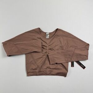 NEW MIX Womens L/XL Mauve Seamless Top Long Sleeve Active Cropped Athleisure Gym